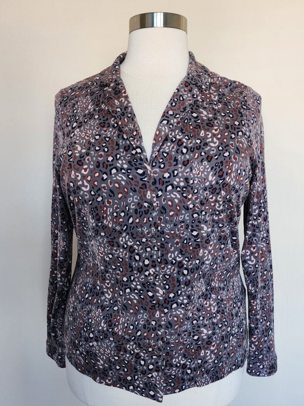 Boden US 16/18R UK20 Long Sleeve Button Front Collared Animal Print Shirt Top
